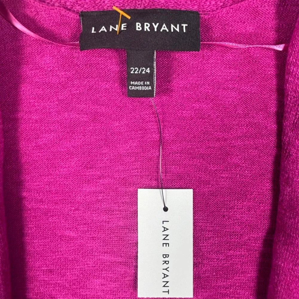 Lane Bryant Womens 22/24 Colorblock Short Sleeve Open Front Cardigan Pink Blue